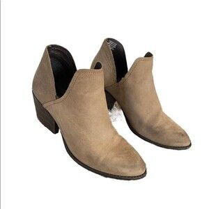 Steve Madden Adelphie Leather Distressed Ankle Booties Block Heal Slip On